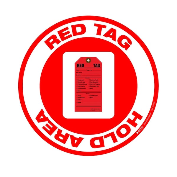 5S  Red Tag Hold Area 28in Diameter Non Slip Floor Sign